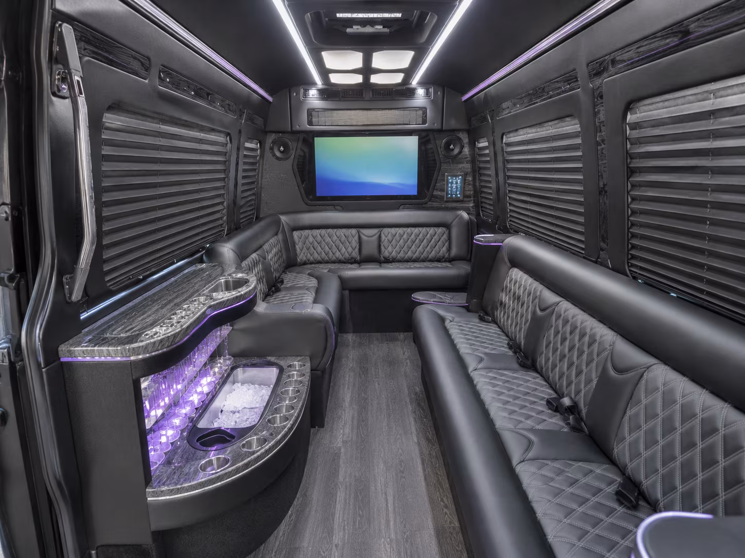 north port 40 passenger party bus inside
